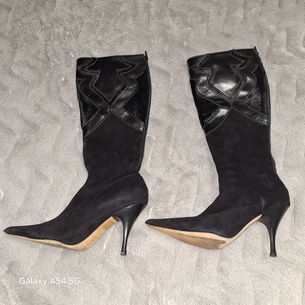 Stunning Italian boots. Leather,  suede, pony hair.